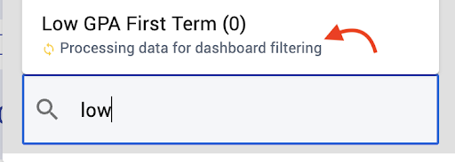 Filter processing status appears under the name of the new group