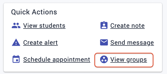 Use Quick Actions to jump to Student Groups